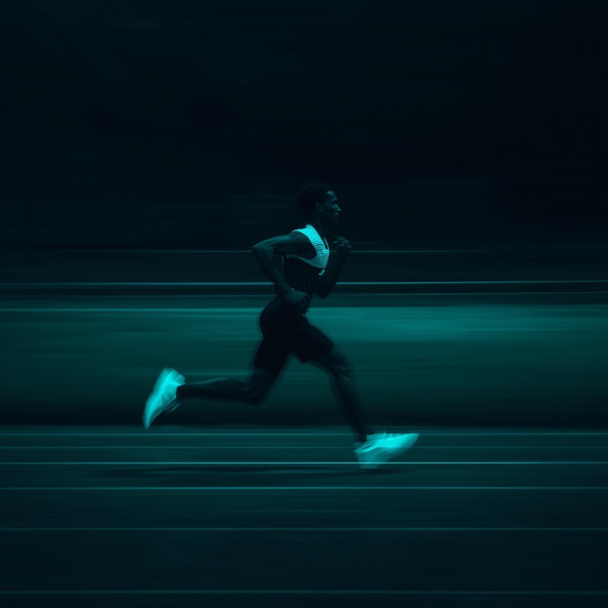 Black tiffany blue dark minimalist athlete running (1)